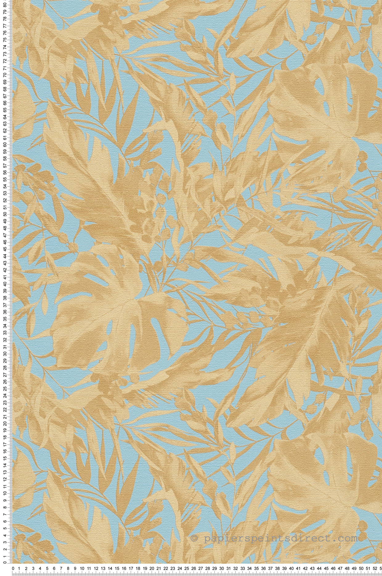 Papier peint Jungle Végétaux Earthlines bleu doré - Cosmoliving d'A.S. Création | Réf. AS-790632