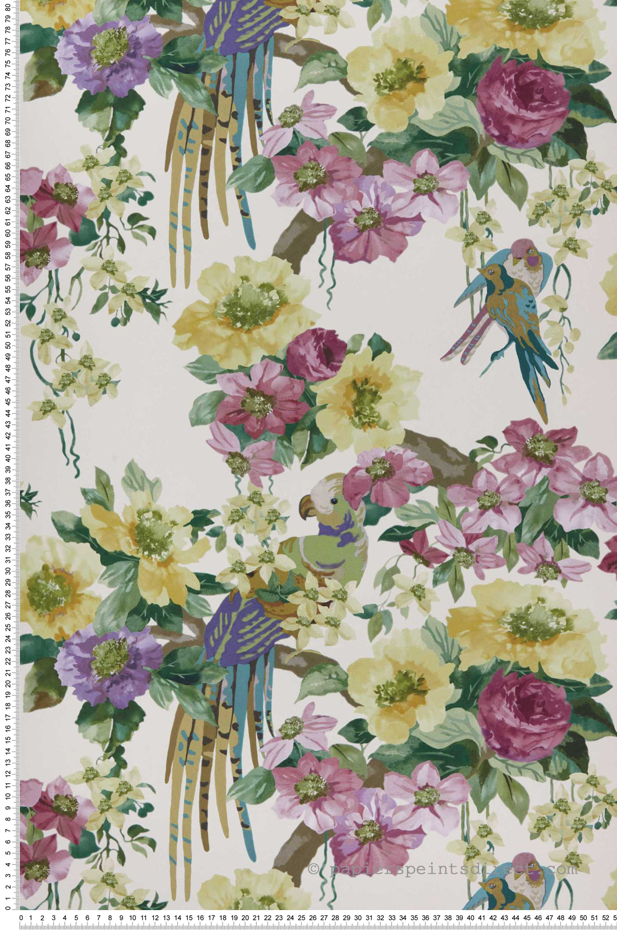 Papier peint Oiseau Floral Serenade jaune rose - V&A Decorative Papers II d'Initiales | Réf. INI-2412-181-03