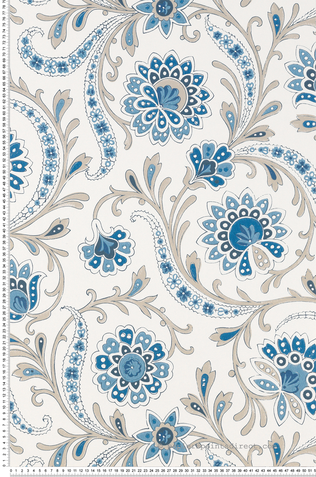 Papier peint Fleur Baroque Baville bleu - Les Indiennes de Nina Campbell | Réf. OSB-NCW4351-05