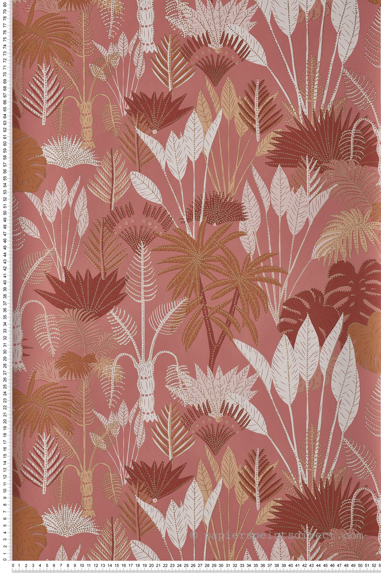 Papier peint jungle tropicale Philippines rose/terracotta/doré - L'odyssée de Casélio | Réf. OYS101414105