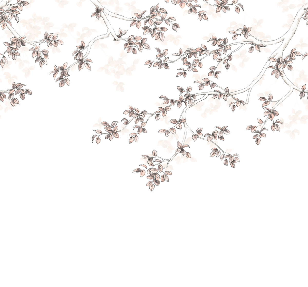 Papier peint panoramique Calming Leaves M rose nude 300x280 - Wonderwalls de Casadéco | Réf. WDWS89134108