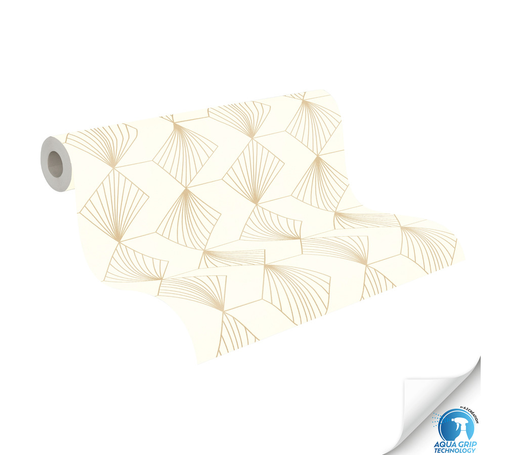 Papier peint préencollé Art Déco Diamond ivoire doré - Designdrop d'A.S. Création ROLL | Réf. AS-784941