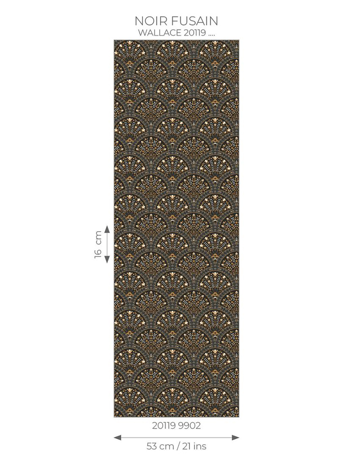 Papier peint Art Déco Wallace noir fusain irisé - Heritage de Casadéco AMBR | Réf. HETA201199902