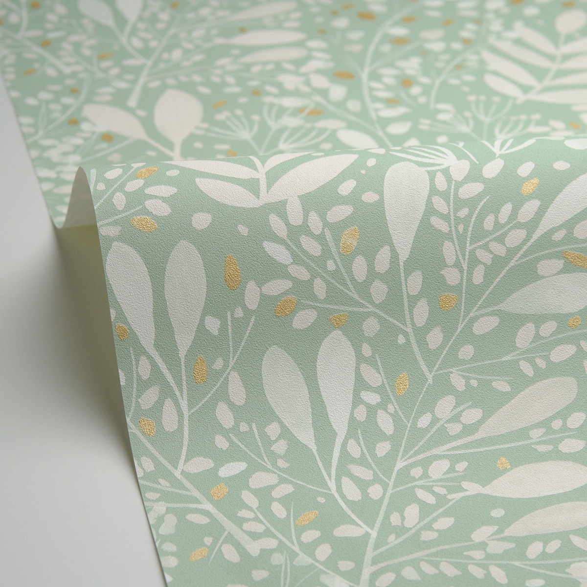 Papier peint Feuilles Joy céladon doré - Green Life 2 de Casélio AMB4 | Réf. GNL2101697073