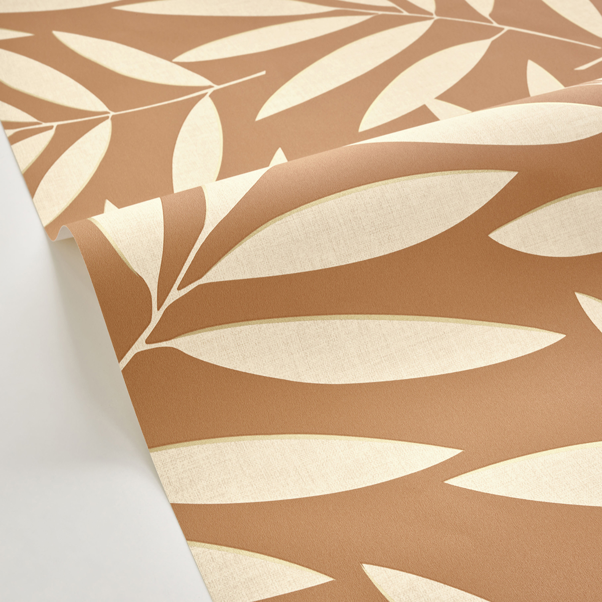 Papier peint Feuille Graphique Portée camel beige doré - XXL de Casélio AMB3 | Réf. XXL104582024