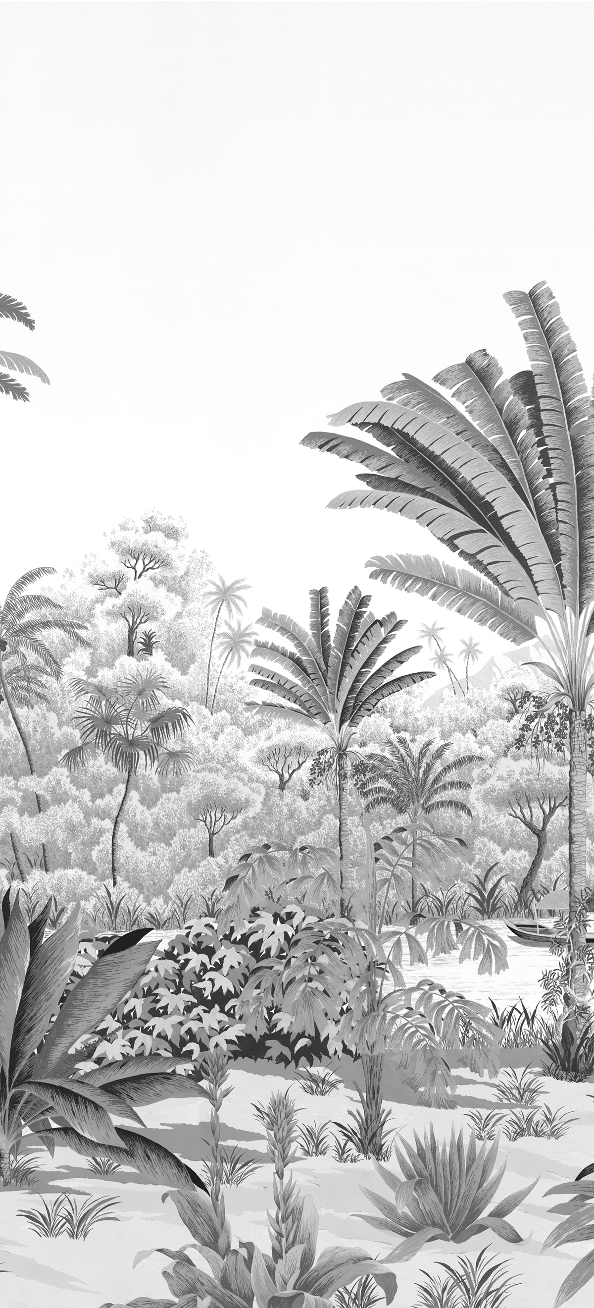 Papier peint panoramique Rivière des parfums Gris Gravure D 10/11/12 - Isidore Leroy