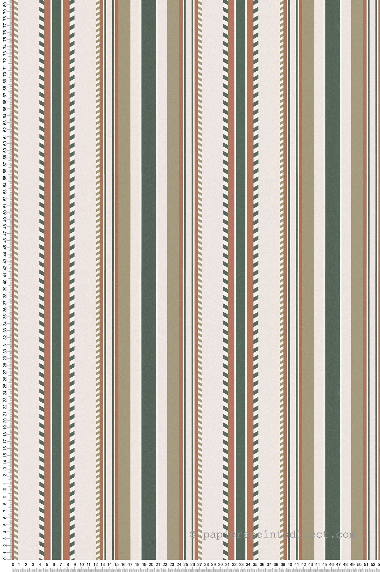 Papier peint Rayures Stripes vert terracotta - Bensimon 3 de Lutèce | Réf. LTC-51241507