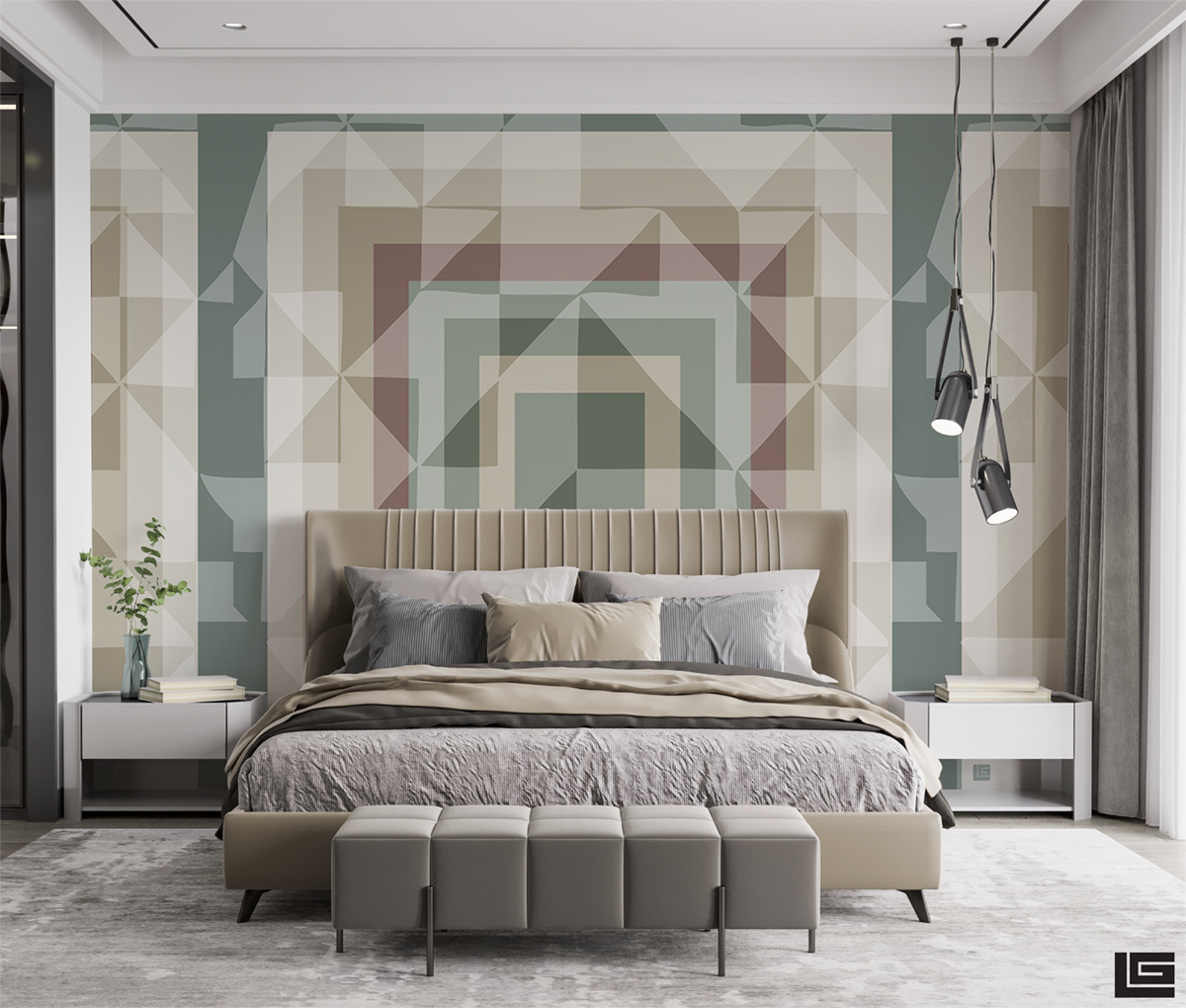 Papier peint panoramique Géométrique Illusion pastel - Guy Laroche de Lutèce | Réf. LTC-51247504