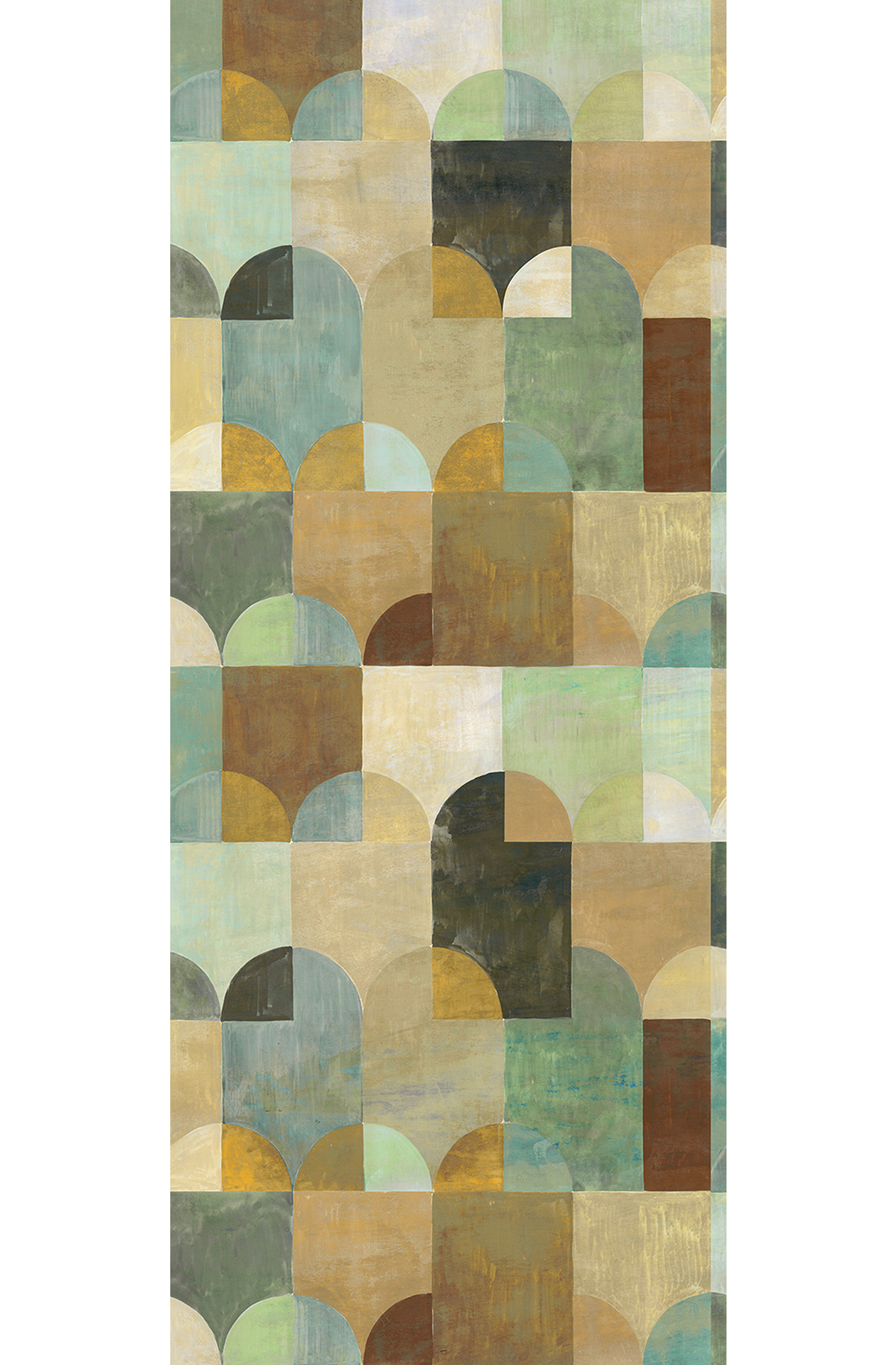 Papier peint panoramique Art Déco Arc vert beige - A H260 - Wall Designs IV de Masureel | Réf. MAS-DG4ILA2021-260