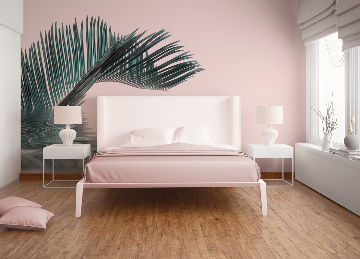 Papier peint panoramique Feuille Palm Leaf Water - Référence DD119785 - Intissé 200g/m2 - Standard 400 x 270