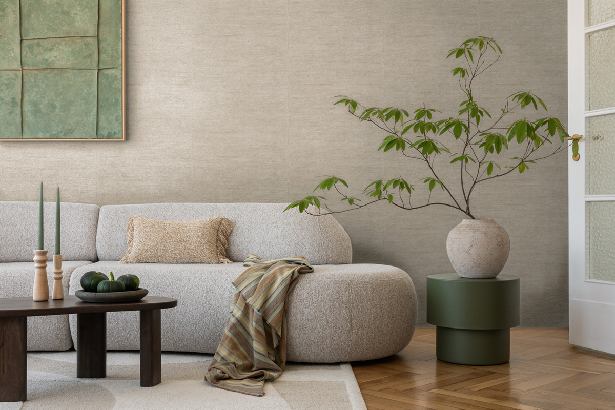 Papier peint Faux uni Fibres naturelles taupe - History of Art 2 d'AS Création | Réf. AS-790482