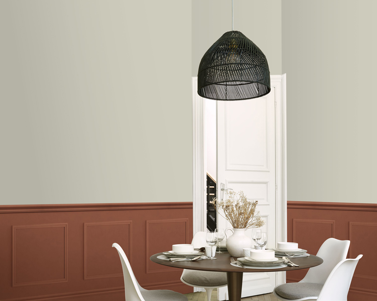 Papier peint Soubassement Bibliothèque Moulure Régulière terracotta - Moulures & Co de Casadéco | Réf. MOCO200468410