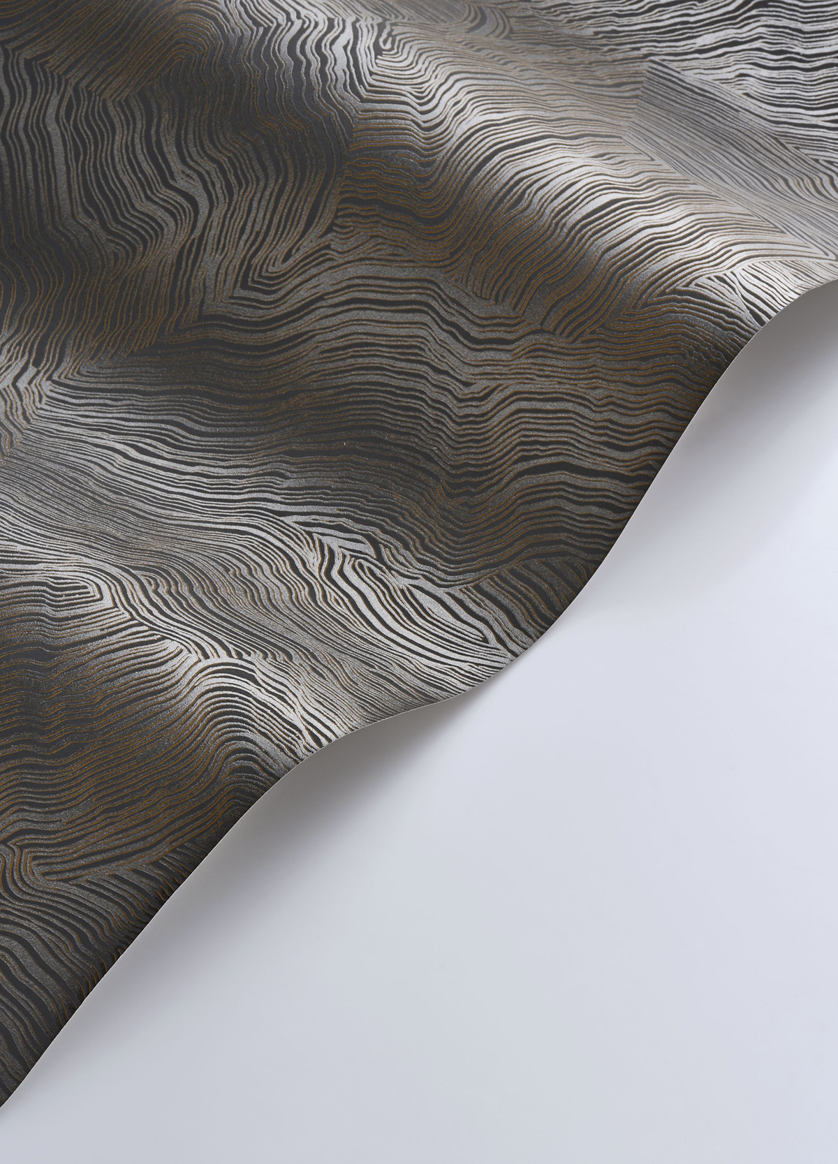 Papier peint Lignes Ondulées Infusion noir métallisé - Elixir de Casadéco | Réf. EXIR202029780
