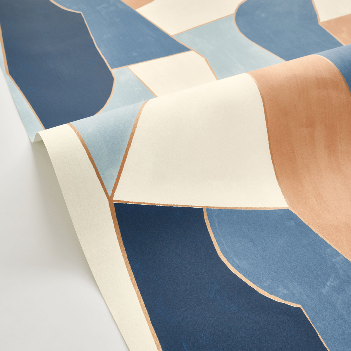 Papier peint Graphique Etoffe bleu camel doré - XXL de Casélio AMB5 | Réf. XXL104516022