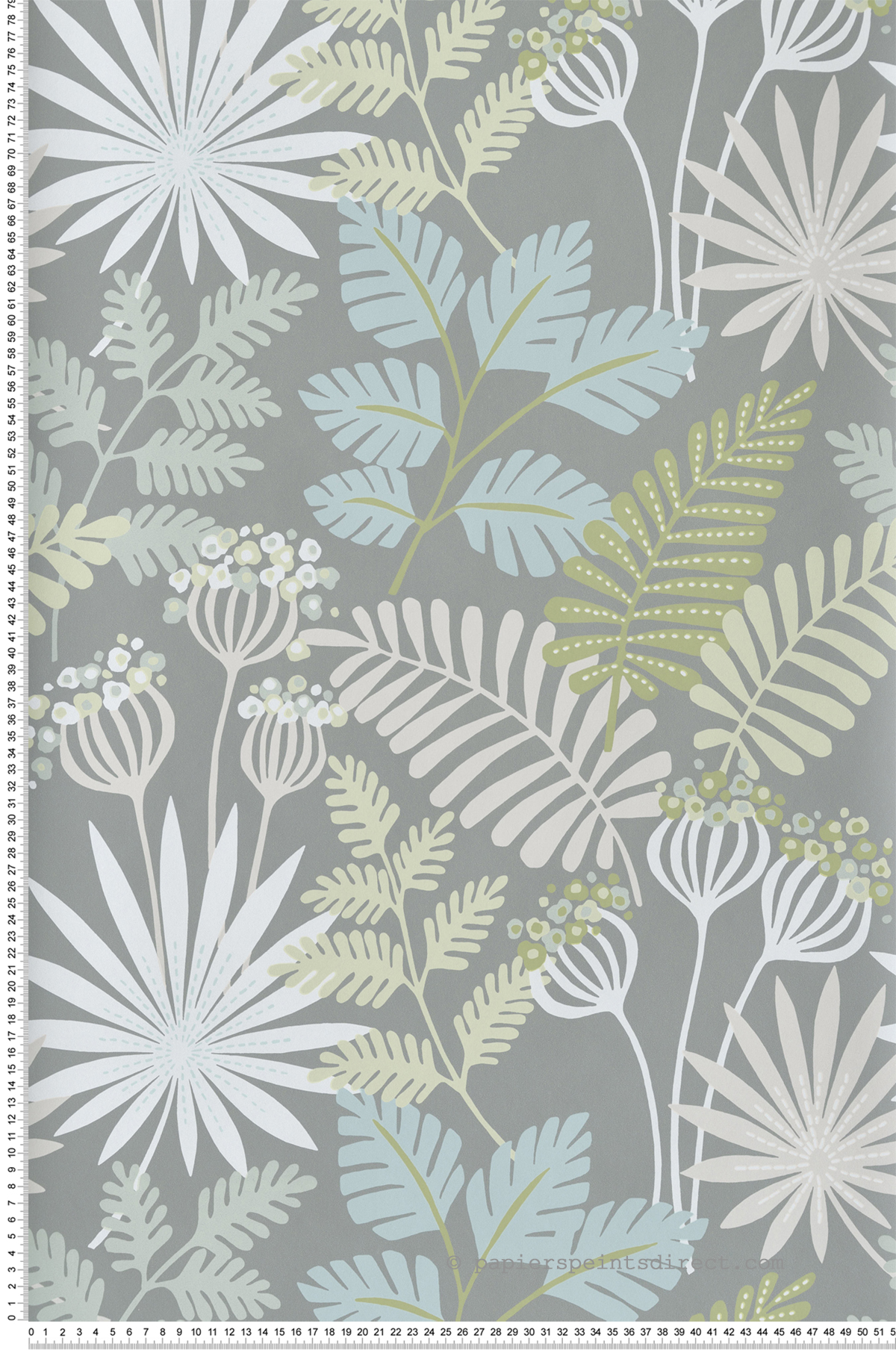 Papier peint Herbier Tropical gris - Happy de Lutèce | Réf. LTC-FD26451