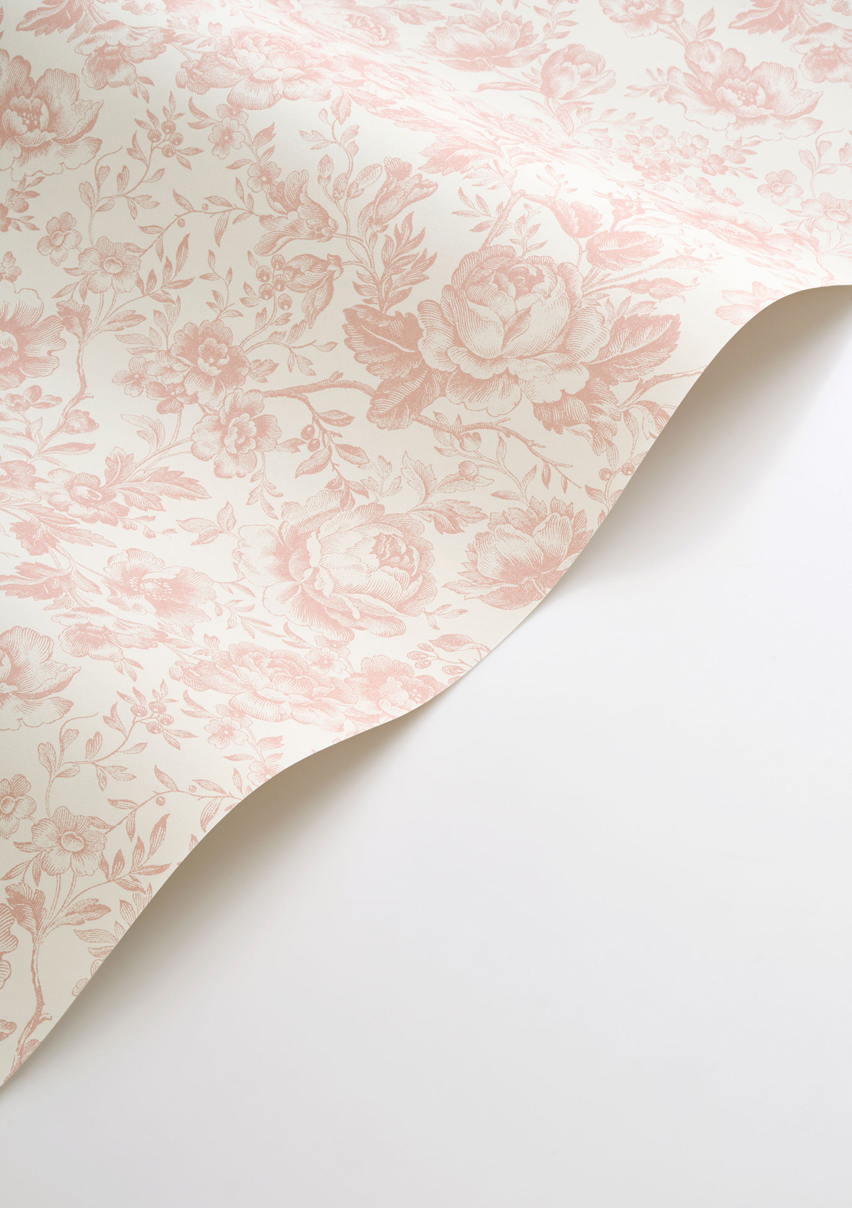 Papier peint Fleuri Celestine rose pâle - Les Belles Toiles De Jouy 2 de Casadéco VAGUE | Réf. BTJD201724101