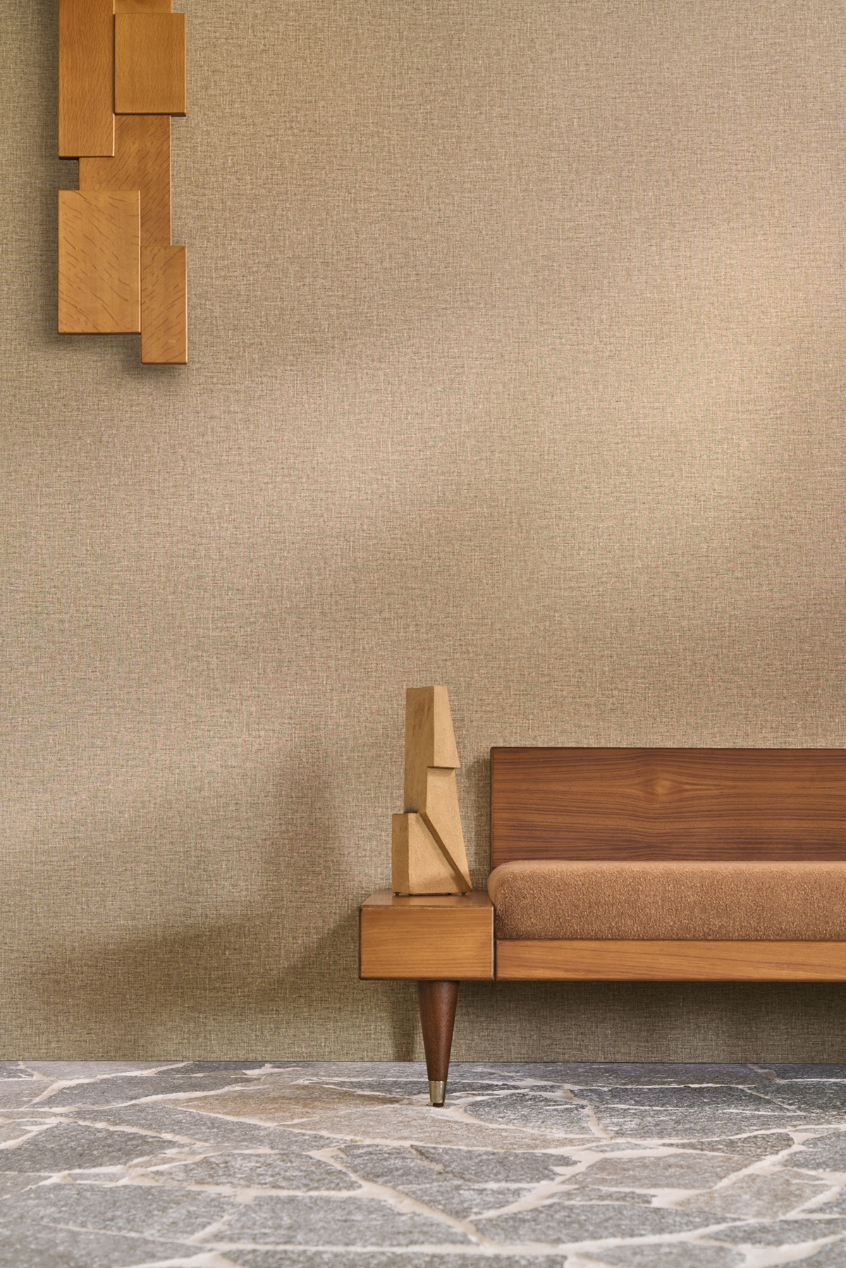 Papier peint Uni Lin Étoffe Lina sépia - Modernismo de Casamance | Réf. CAS-76852038