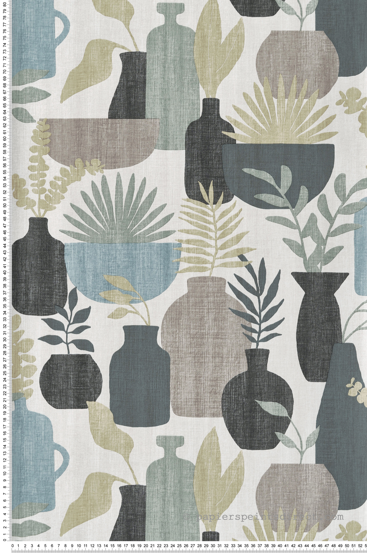 Papier peint Pot de Fleurs vert gris - Merida de Montecolino | Réf. MC-BA26040