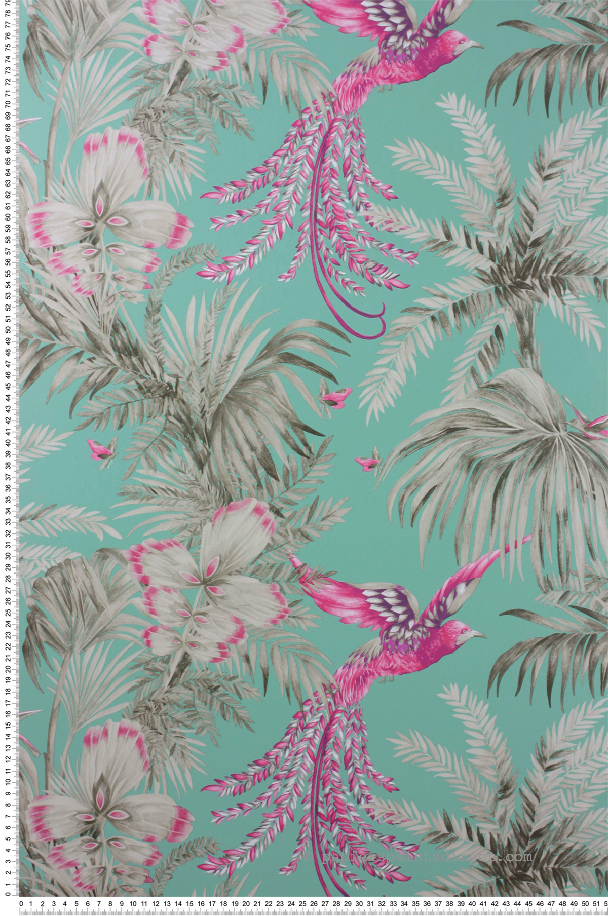 Papier peint Oiseaux Tropicaux turquoise et irisé - The Wallpaper Collection de Matthew Williamson | Réf. OSB-W6655-07