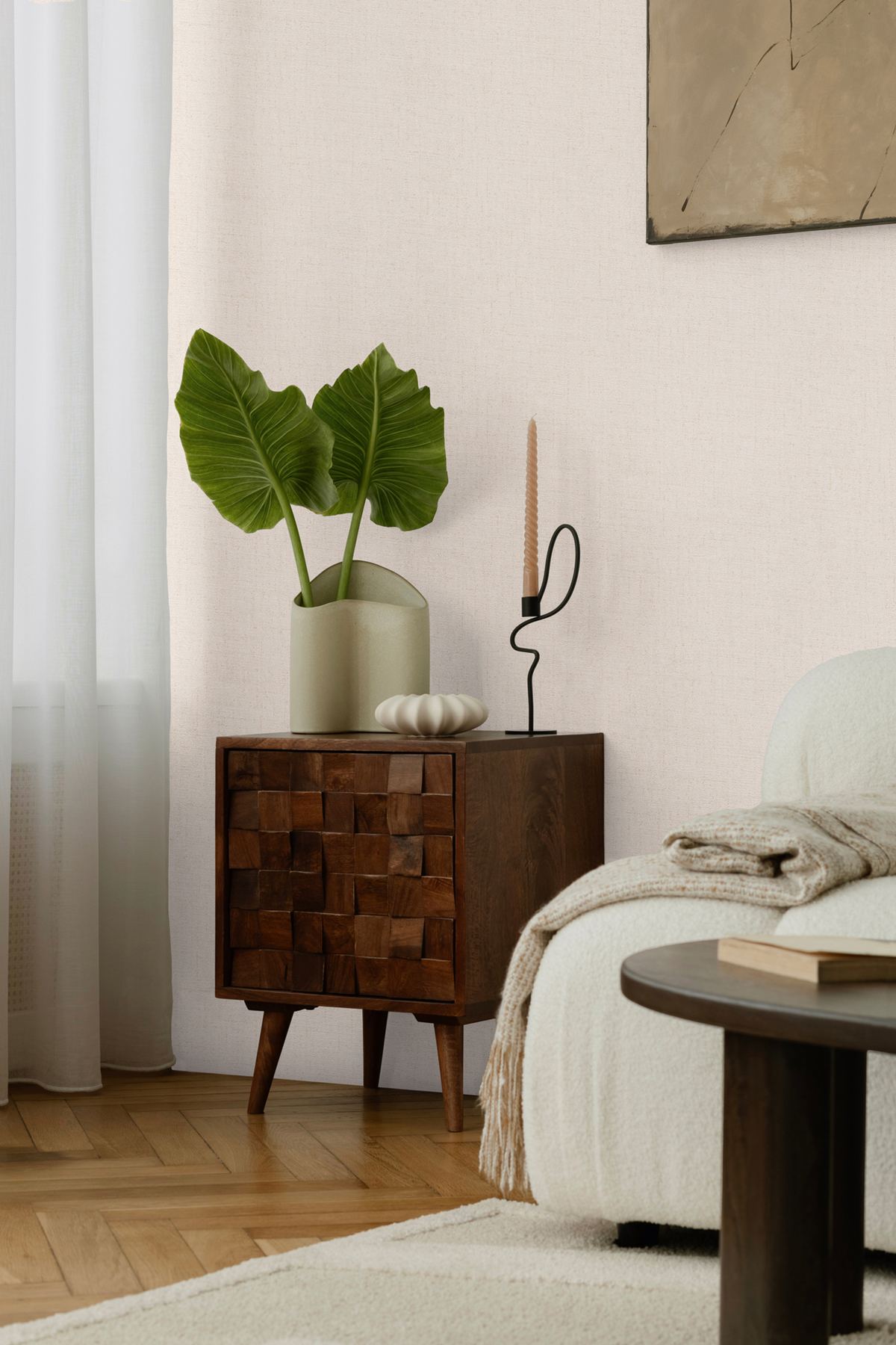 Papier peint Uni Tissage Métallisé blanc cassé - Cosmoliving d'A.S. Création AMB2 | Réf. AS-790663