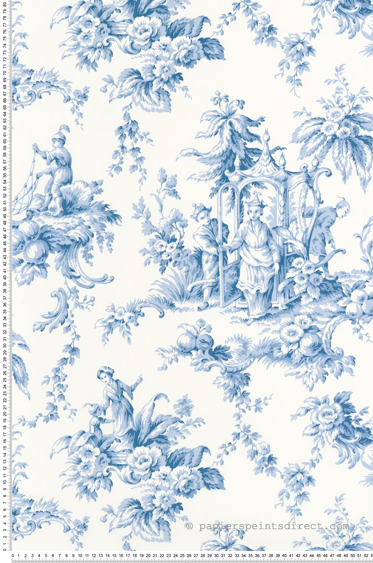 Papier peint Palais De Chine Toiles de Jouy bleu faïence - Les Belles Toiles De Jouy de Casadéco AMBV | Réf. LBTJ87936719