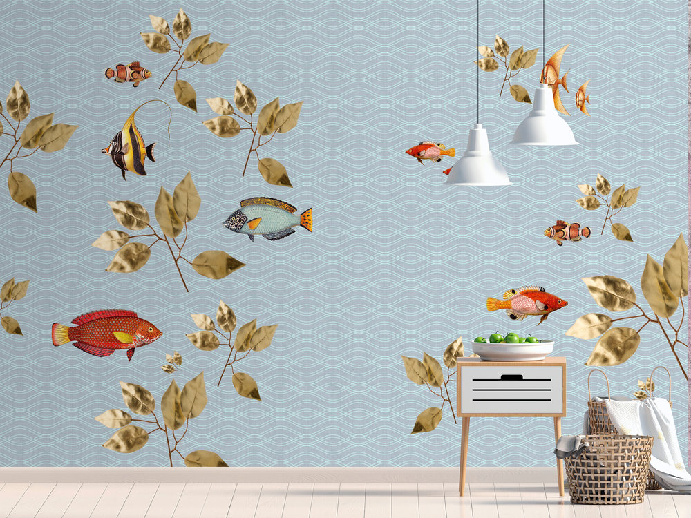 Papier peint panoramique Poissons Brillant Fish 1 - Référence DD114337 - Intissé 200g/m2 - Standard 400 x 270