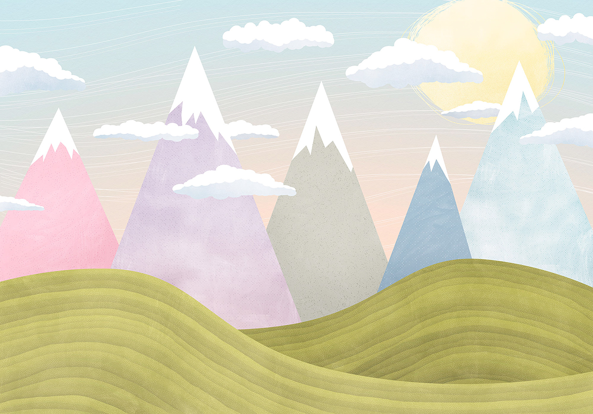 Papier peint panoramique Montagnes Graphiques - Papier Peint Komar Into Adventure