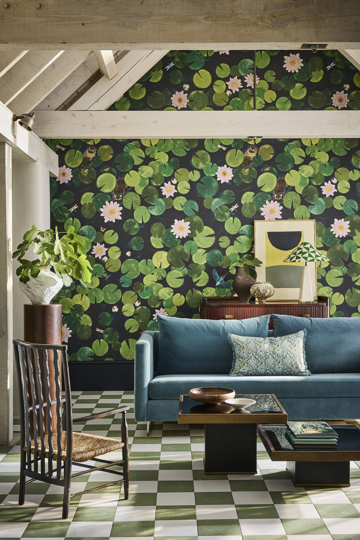 Papier peint panoramique Nénuphar Lily Pads Hopper - In The Garden de Little Greene | Réf. 0234LPHOPPE