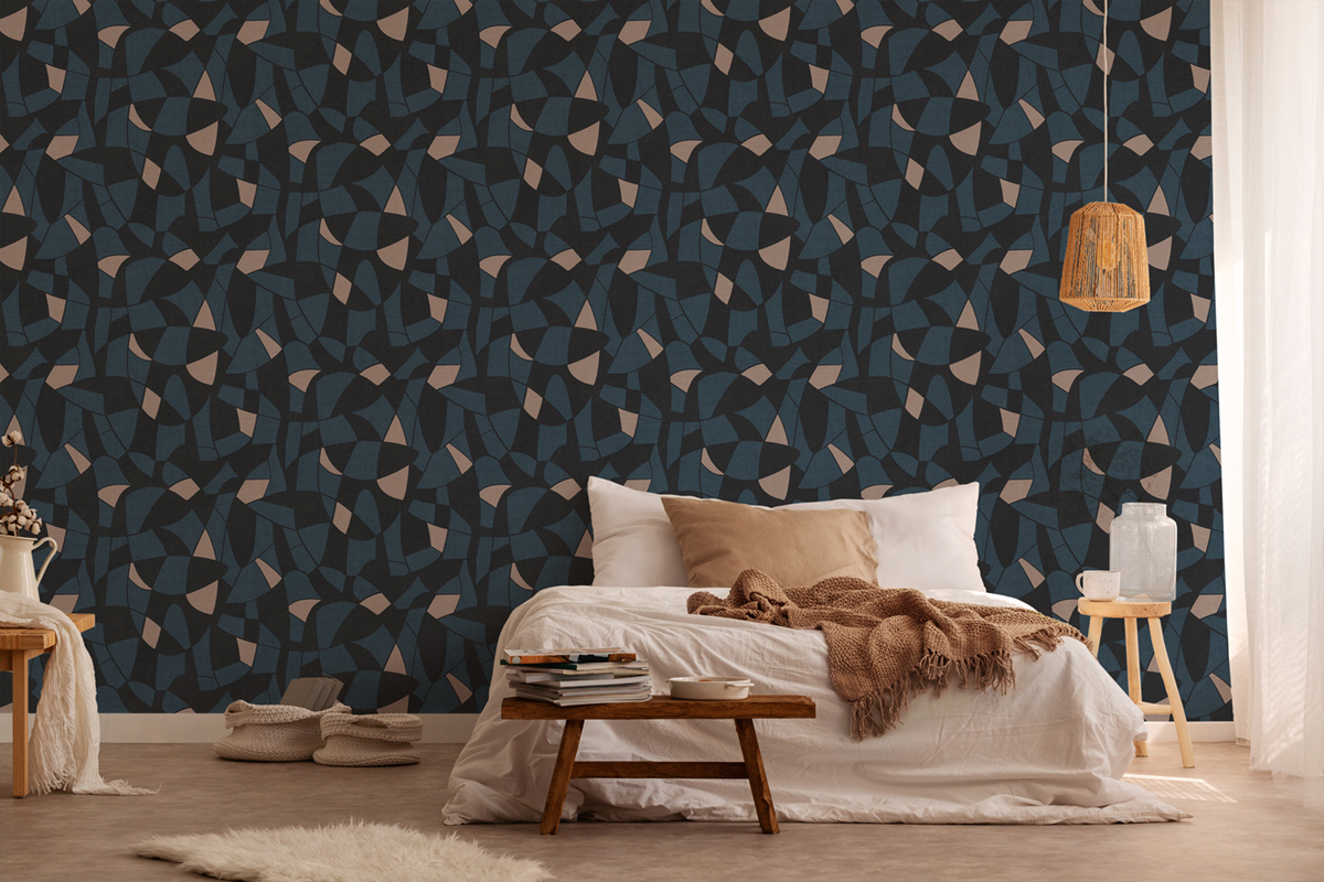 Papier peint Graphique Art Glas noir bleu - Antigua d'A.S. Création | Réf. SP15942