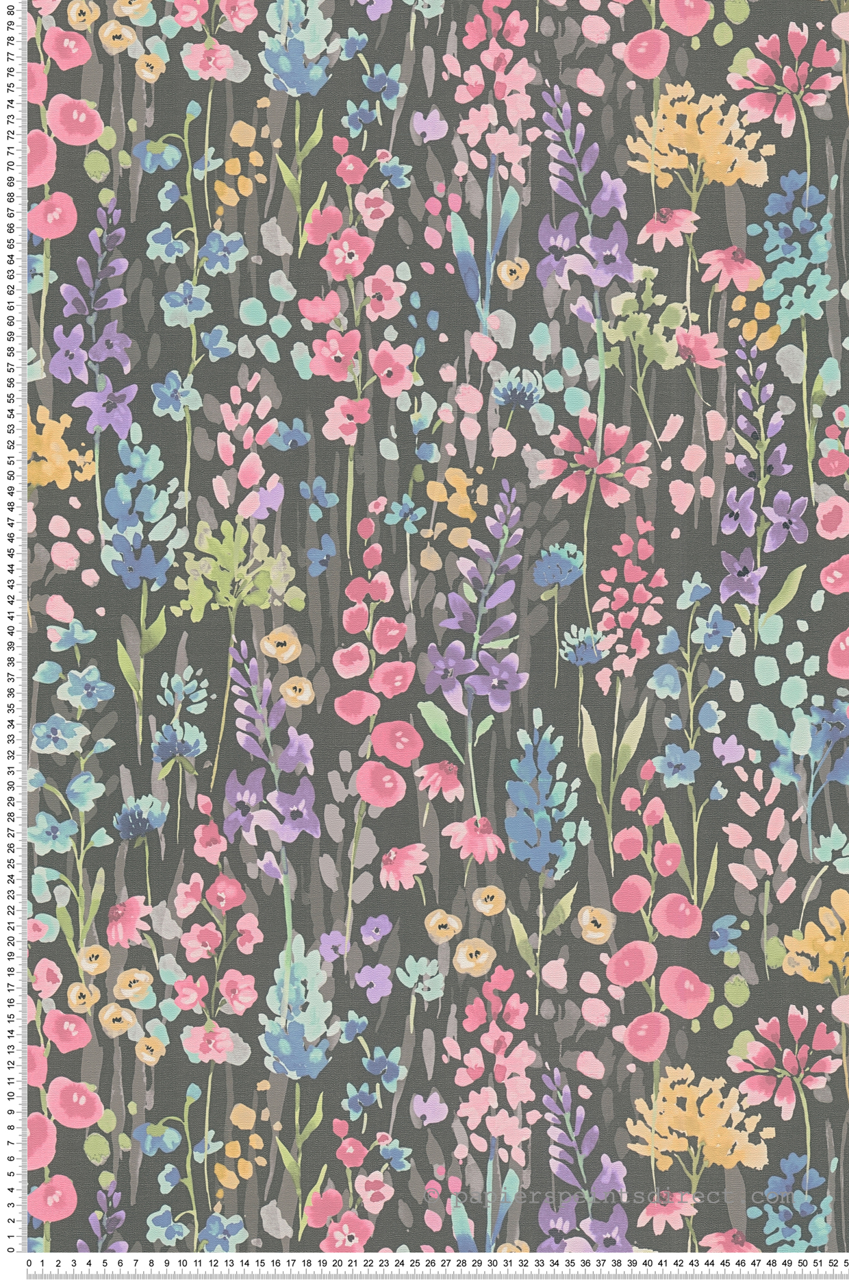 Papier peint Prairie Fleurie Aquarelle noir multicouleurs - Aquarell Dreams d'A.S. Création | Réf. AS-396064