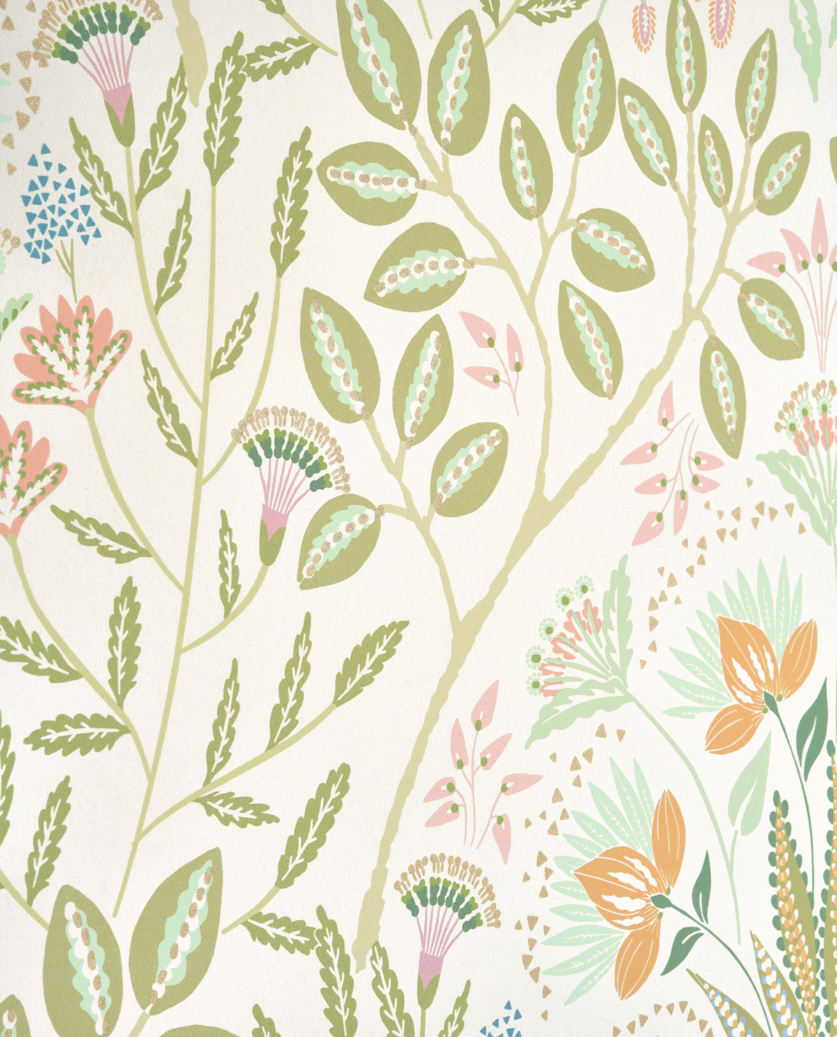 Papier peint Fleur Baroque Lords vert amande rose - Derby de Casadéco AMB3 | Réf. DERB89297210