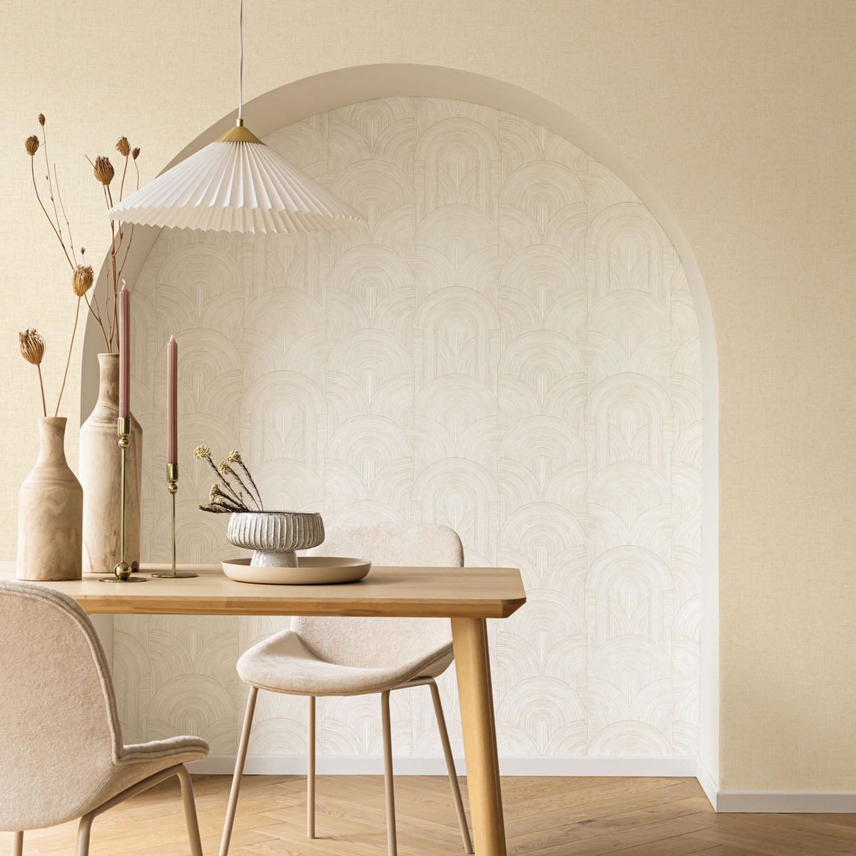 Papier peint Uni Lin écru doré - Light de Casélio AMB3| Réf. LIG103231220
