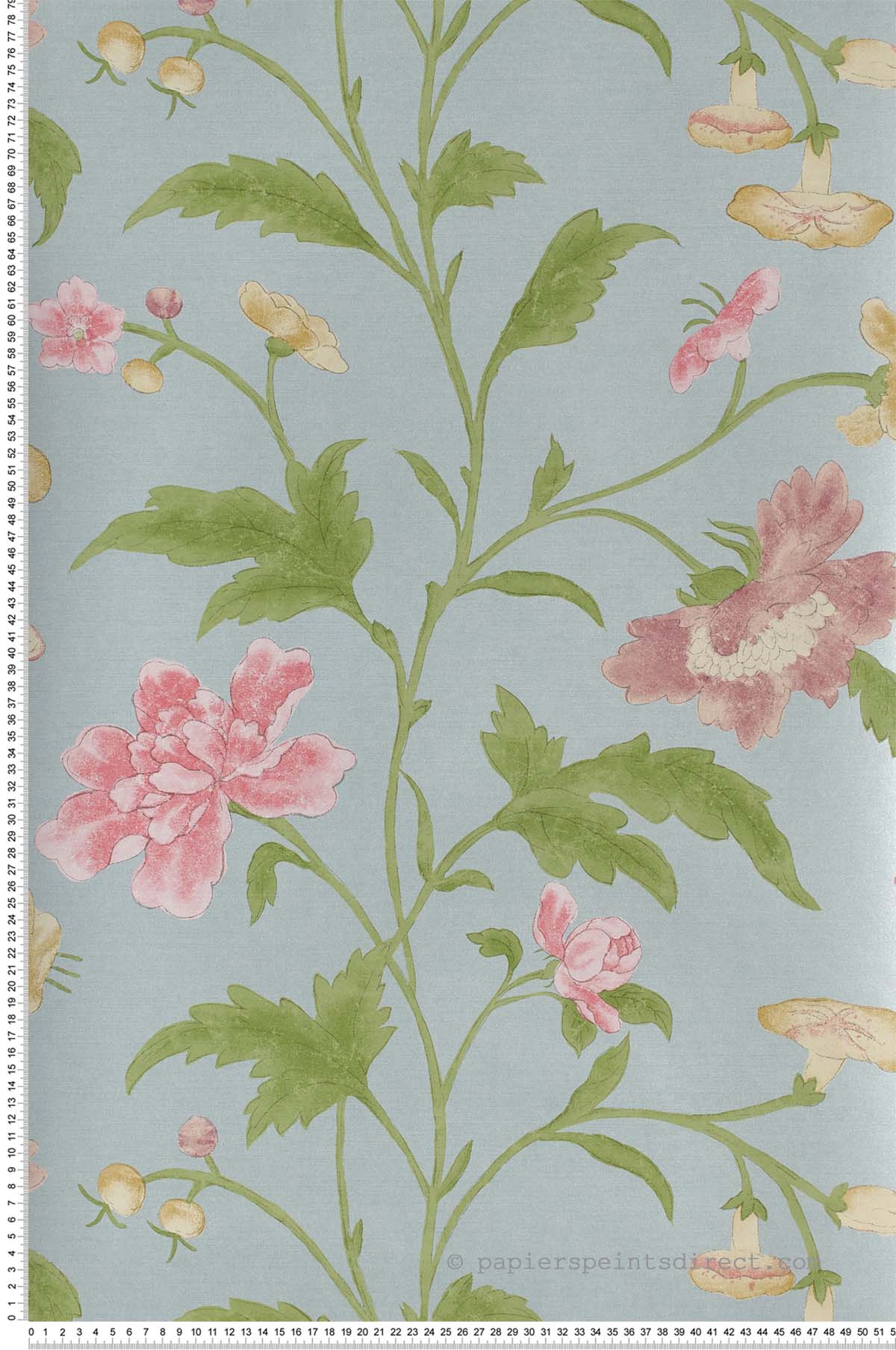 China rose bleu - Papier peint Archive Trails de Little Greene