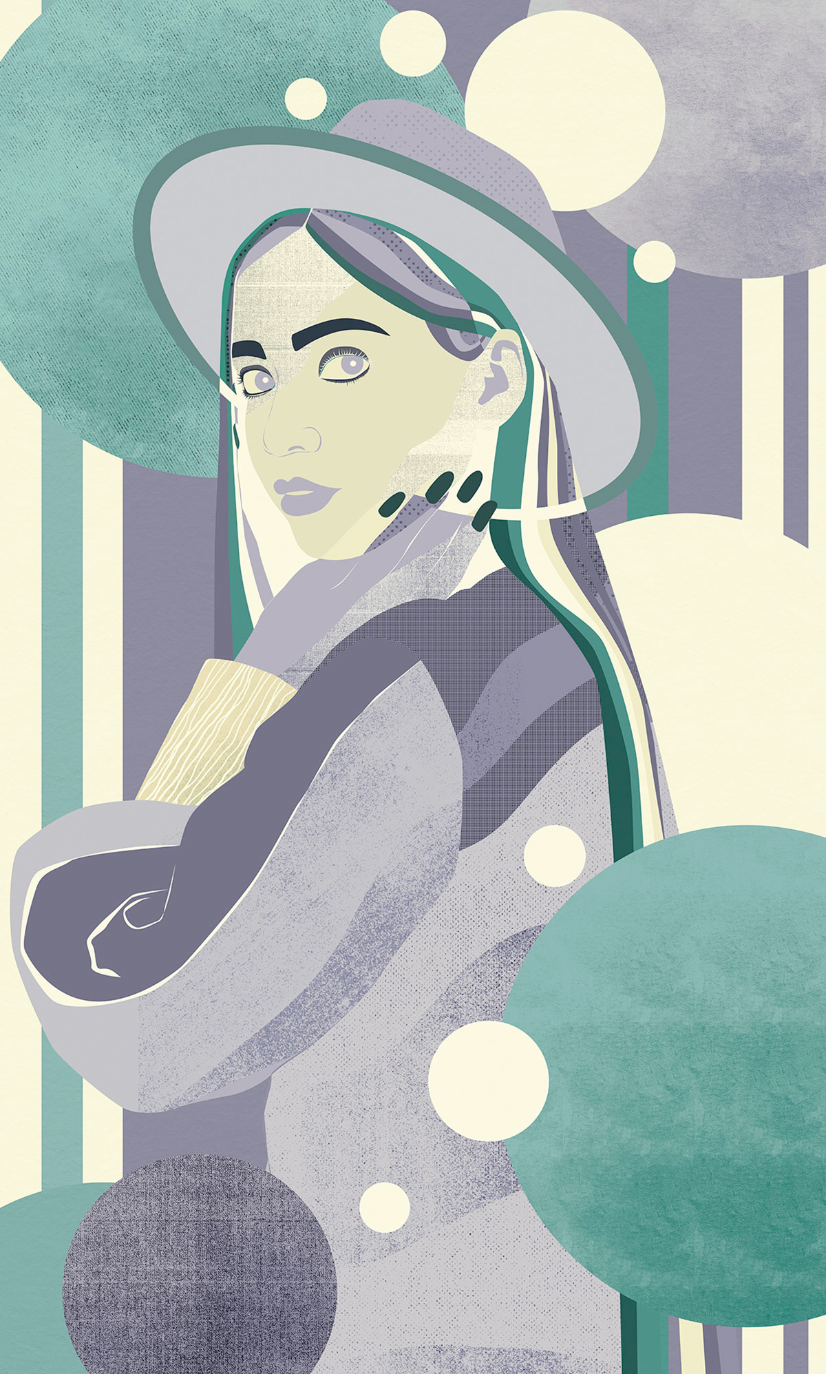 Papier peint panoramique Moderne Woman Hat Colour - Papier peint Komar Flair