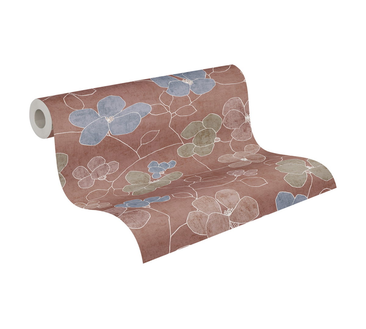 Papier peint Scandinave Fleurs Anémones rose brun - Nordic Feeling d'A.S. Création ROLL | Réf. AS-791471