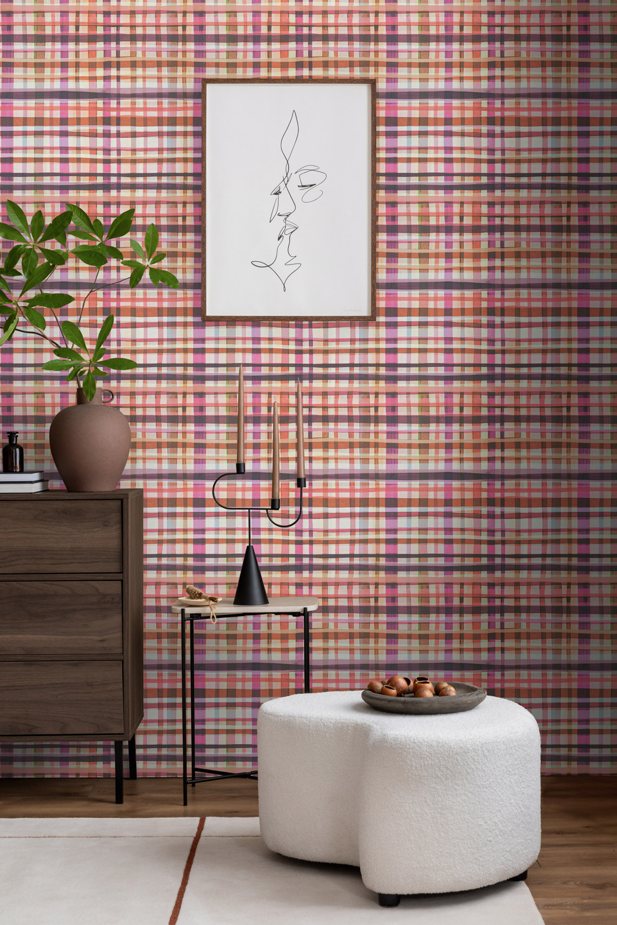 Papier peint Tartan Écossais aubergine - Anna D'Andrea d'A.S. Création | Réf. AS-782241