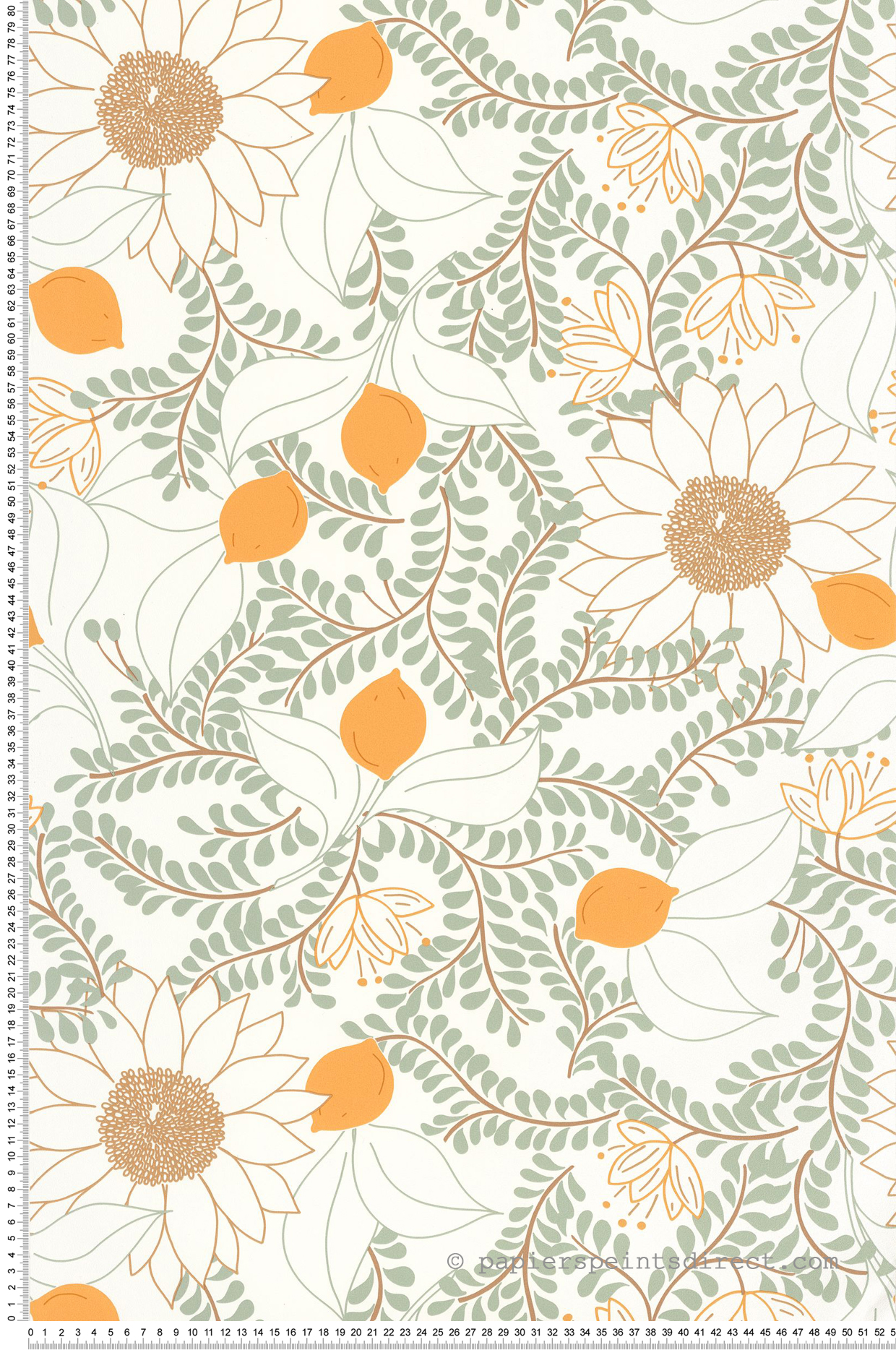 Papier peint Citron Sunflower vert d'eau - Kitchen Box de Casélio | Réf. KBO106880724