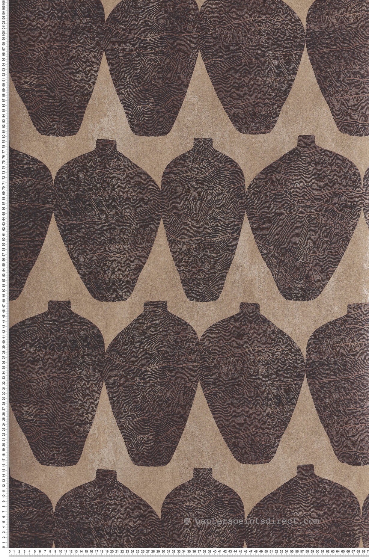 Papier peint Vase Ethnique Hemia marron métallisé - Terra de Masureel | Réf. MAS-TER204