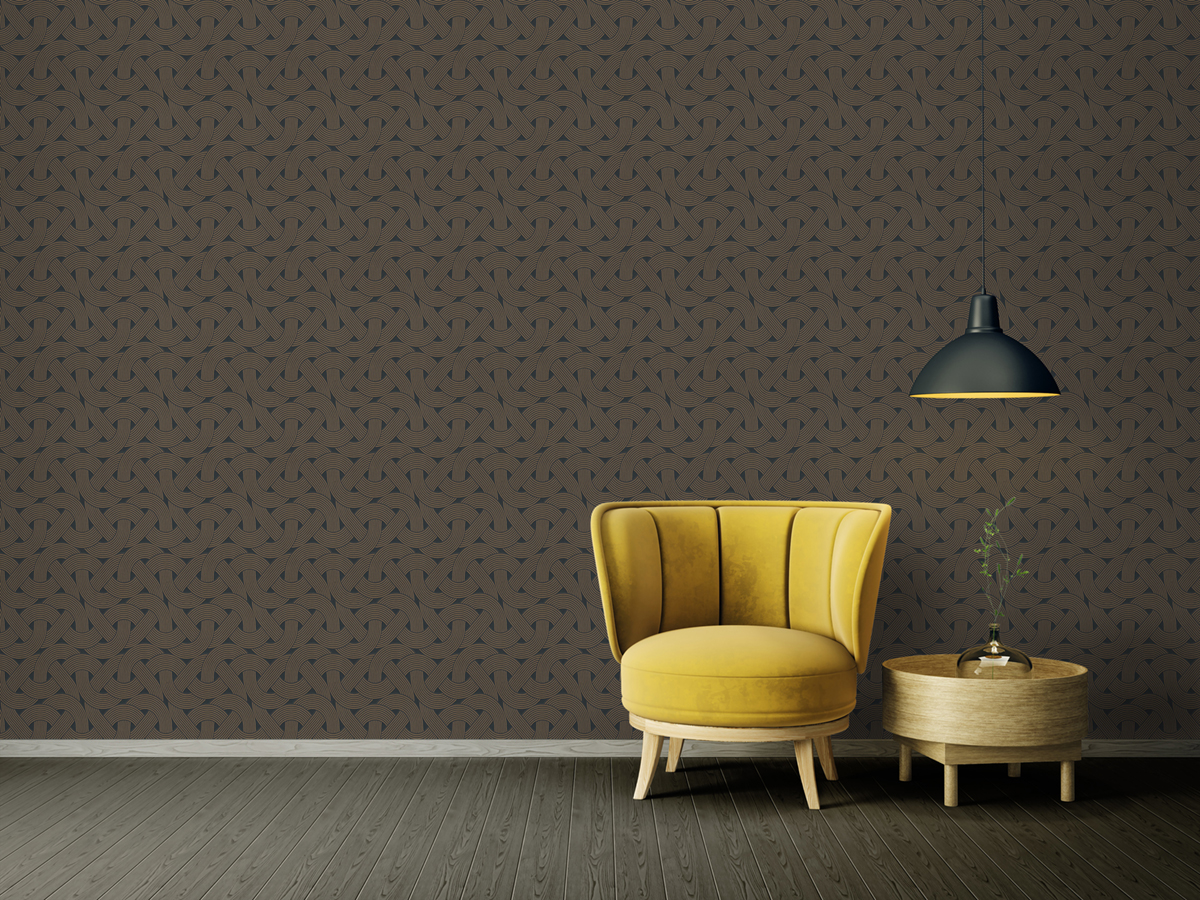 Papier peint Graphique Noeud Corde noir doré - Arcade d'Architects Paper | Réf. 39175-1