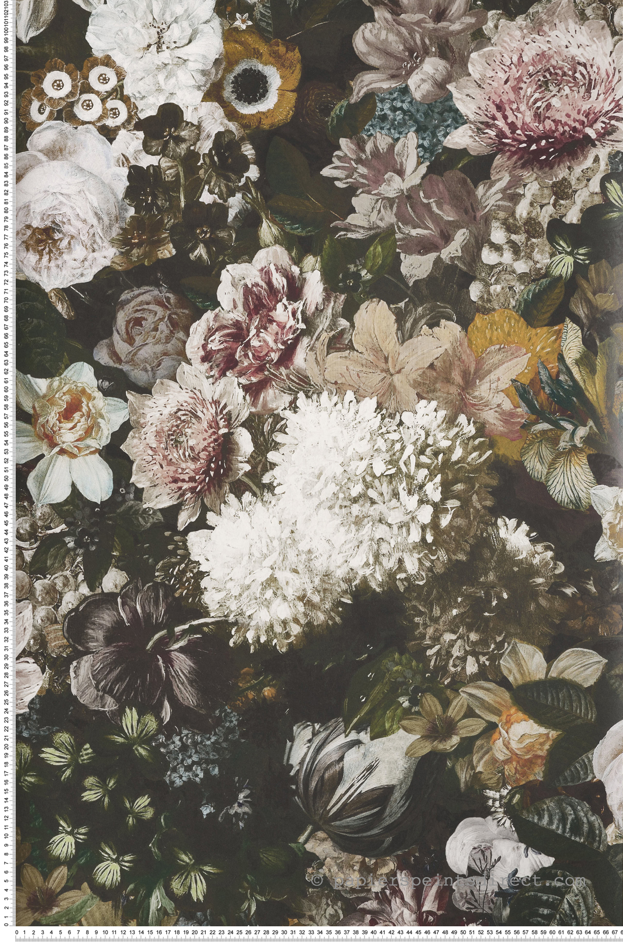 Papier peint Fleurs Fullerton marron - Mansfield de Osborne & Little | Réf. OSB-W7454-01