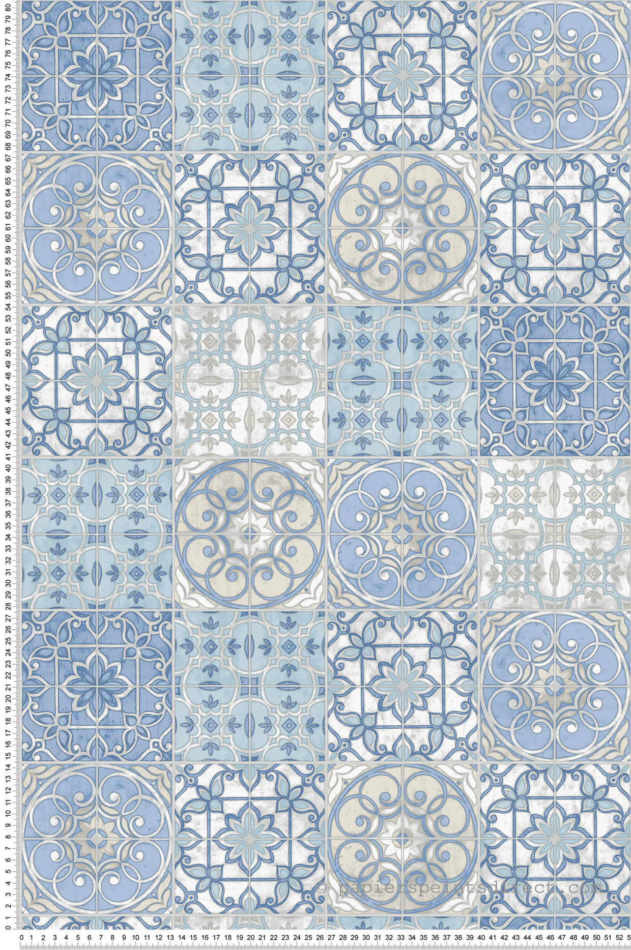 Papier peint Carreaux de ciment bleu - Style Cuisine 3 de Lutèce | Réf. LTC-KE29950