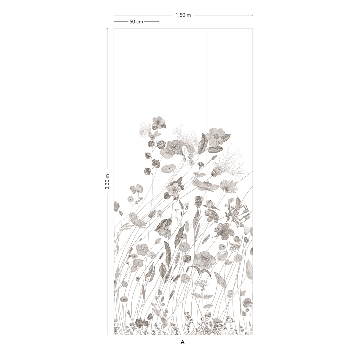 Papier peint panoramique Fleurs Prairie A - 1/2/3 - Isidore Leroy
