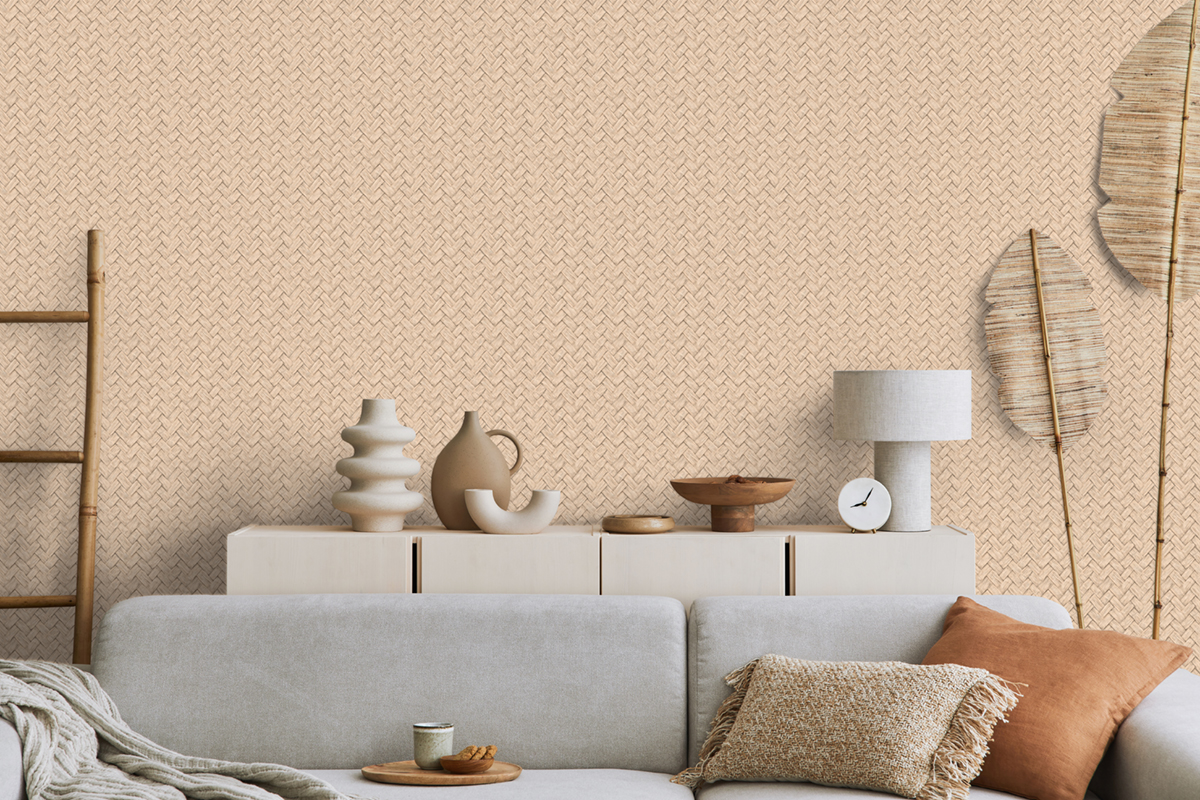 Papier Peint Tresse Palme beige - Nomade d'Ugépa | Réf. UGP-M69007