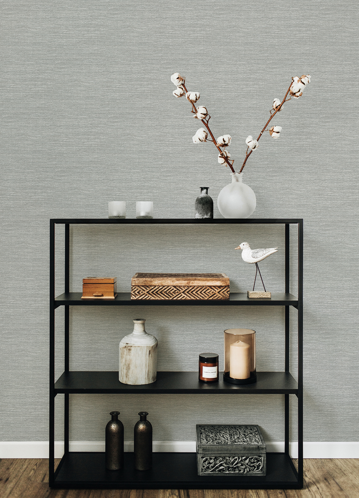 Papier peint Faux Uni Paille Japonaise Malin gris - Delicatesse de Lutèce | Réf. LTC-FD26562