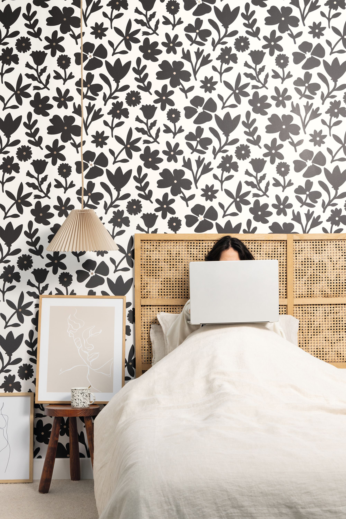 Papier peint Floralie Graphique noir blanc doré - Moonlight 2 de Casélio AMB | Réf. MLGT104340914