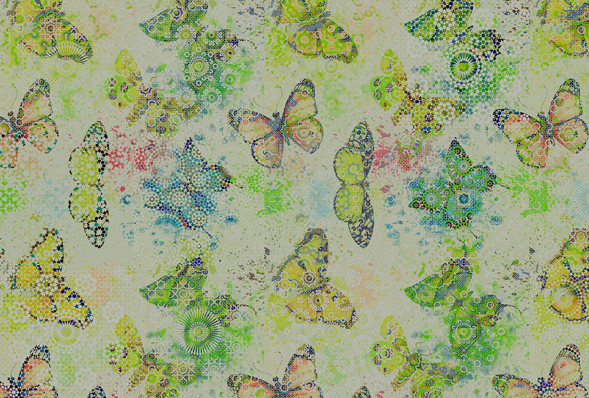 Papier peint panoramique Papillon Mosaic Butterflies 3 - Référence DD110271 - Intissé 200g/m2 - Standard 400 x 270