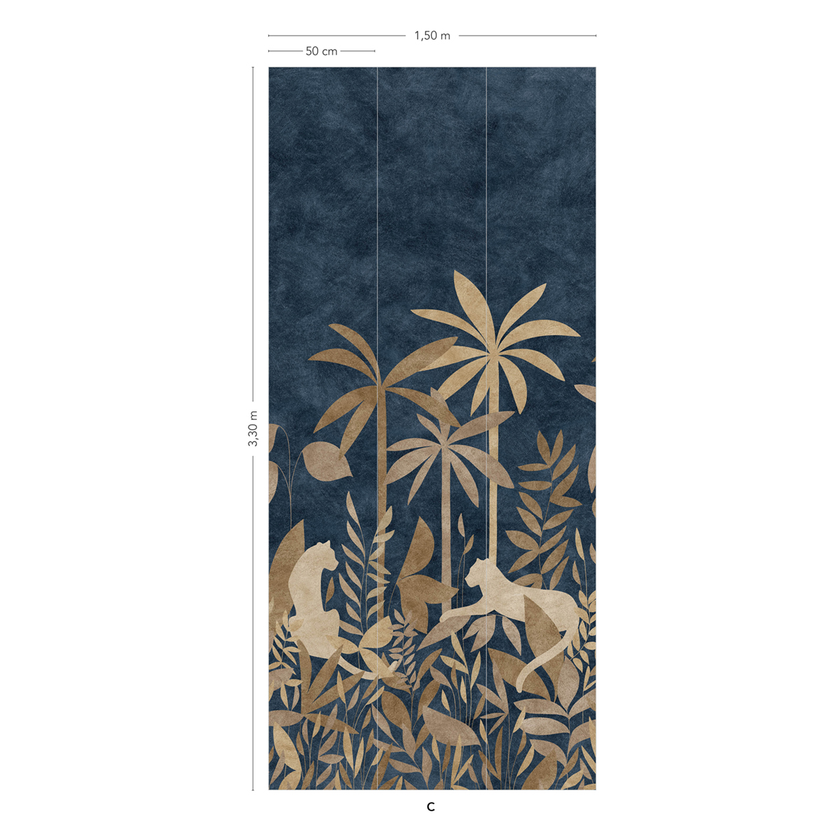 Papier peint panoramique Paradis des Tigres Nocturne Doré C - 7/8/9 - Isidore Leroy AMB