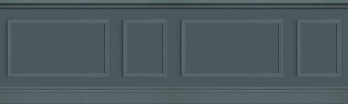 Papier peint Soubassement Moulure Petit Salon bleu pétrole - Galons et Frises de Casadéco AMB4| Réf. GAFR200456833