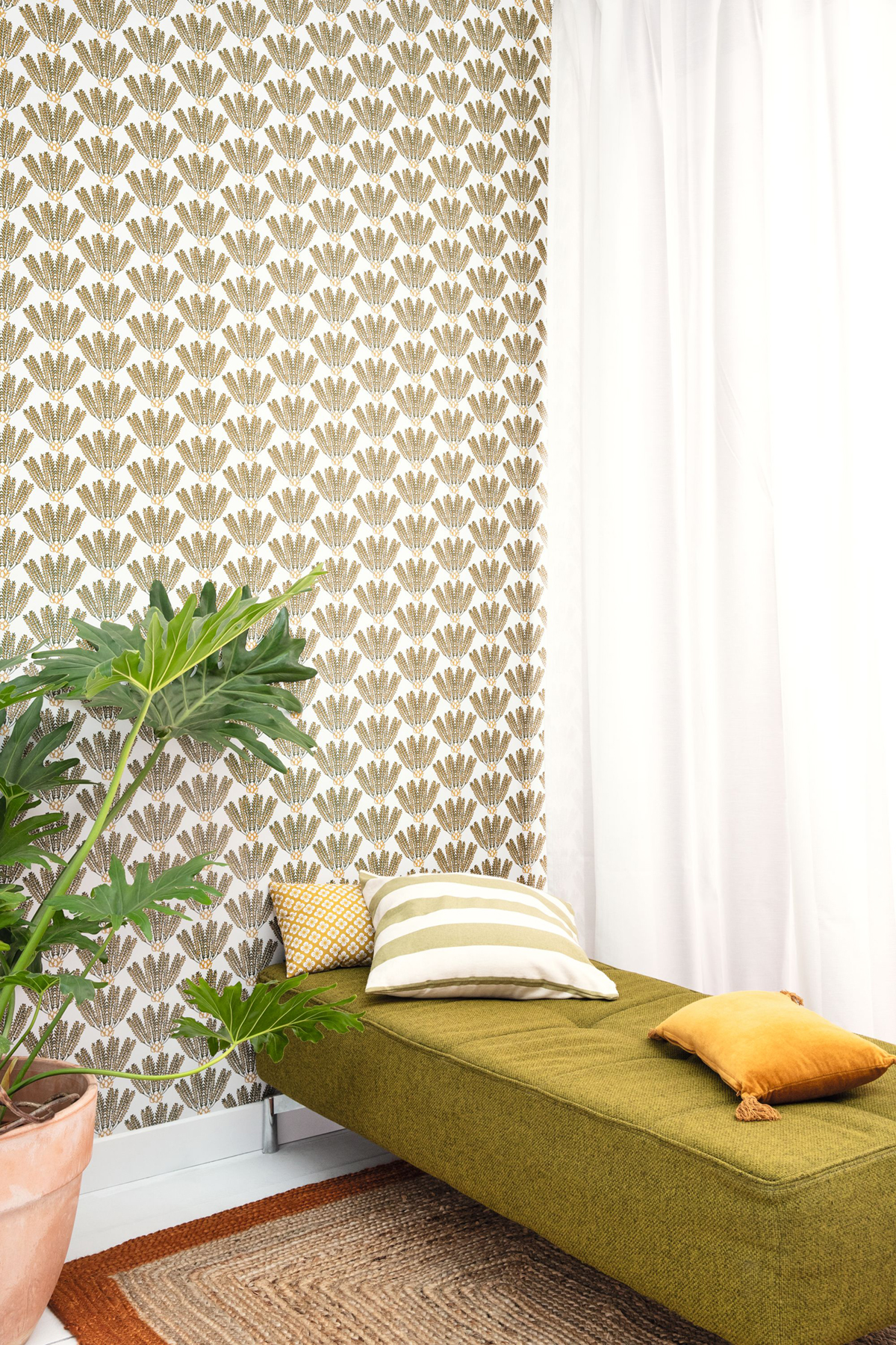 Papier peint Palme Eldorado kaki jaune - L'Epopée de Casélio | Réf. EPO103717022