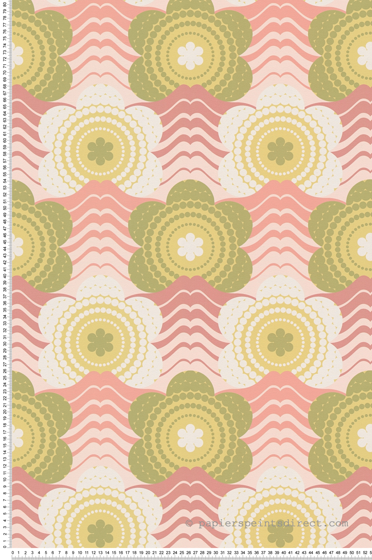 Papier peint Fleur Graphique rose vert - Retro Chic d'A.S. Création | Réf. AS-395391